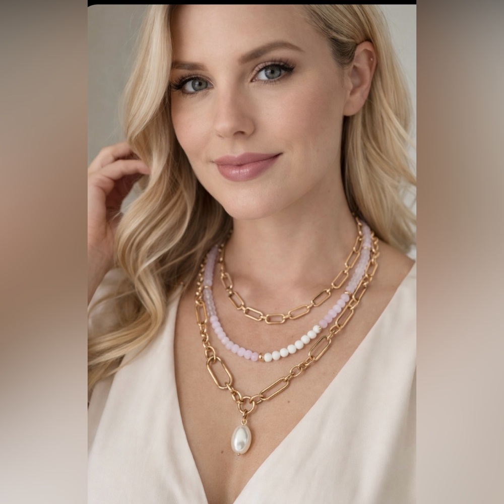Enchanted Romantic Pretty Bling Stacked Necklace
